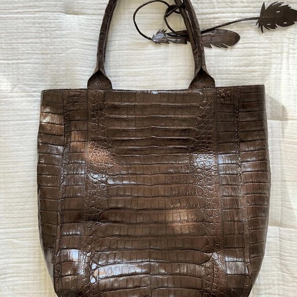 Nancy Gonzlez Brown Crocodile leather handbag tote cabas - Picture 2 of 14